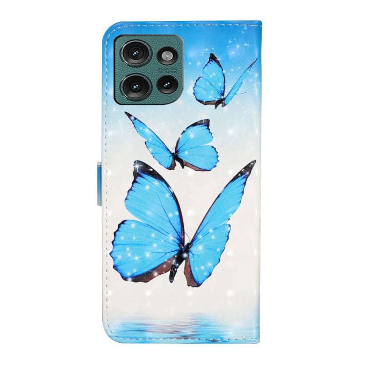 For Motorola Edge 50 5G Oil Embossed 3D Drawing Leather Phone Case(3 Butterflies)