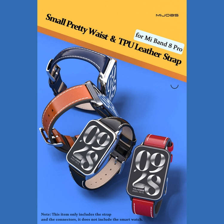 For Redmi Watch 6 / 5 / Xiaomi Band 9 Pro Mijobs Genuine Leather Slim Watch Band(White Silver)