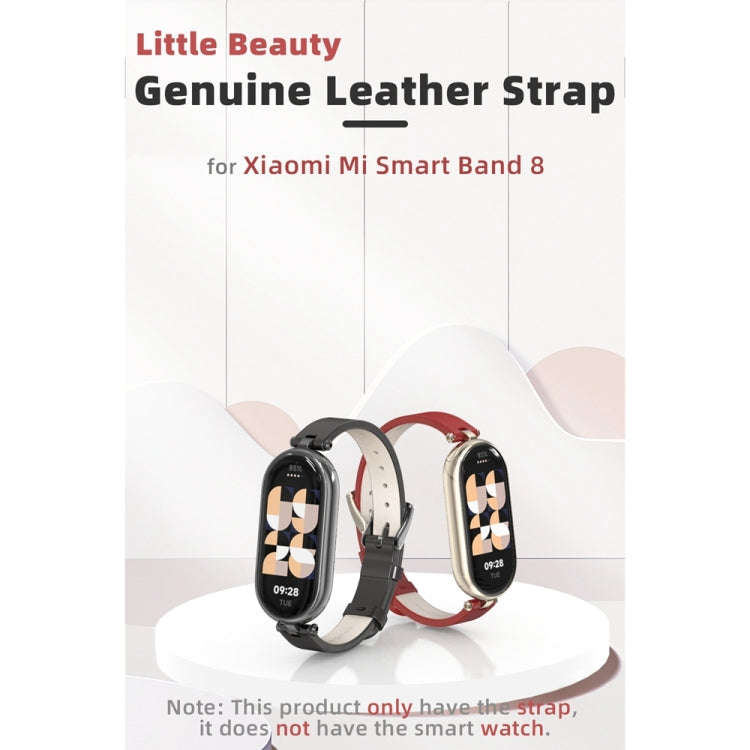 For Xiaomi Smart Band 10 / 9 / 8 Mijobs First Layer Cowhide Watch Band(Apricot Light Gold)