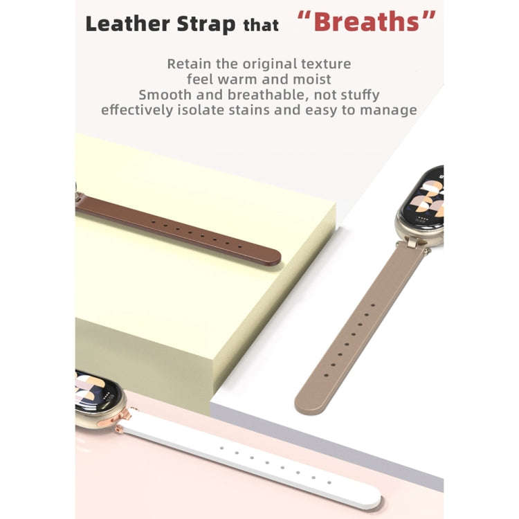 For Xiaomi Smart Band 10 / 9 / 8 Mijobs First Layer Cowhide Watch Band(Apricot Light Gold)