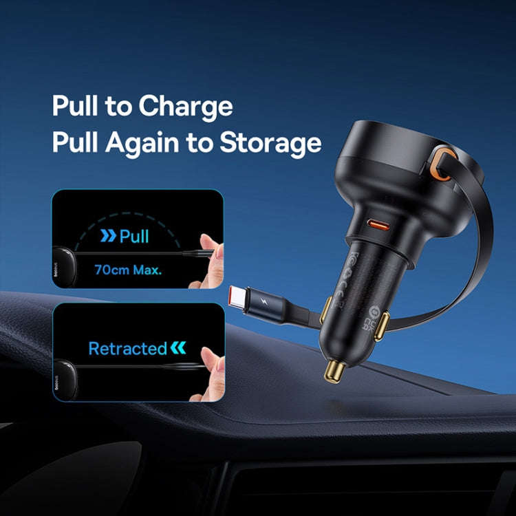 Baseus Tuxiang Pro 60W 2 in 1 Dual Type-C Interface Car Charger(Black)