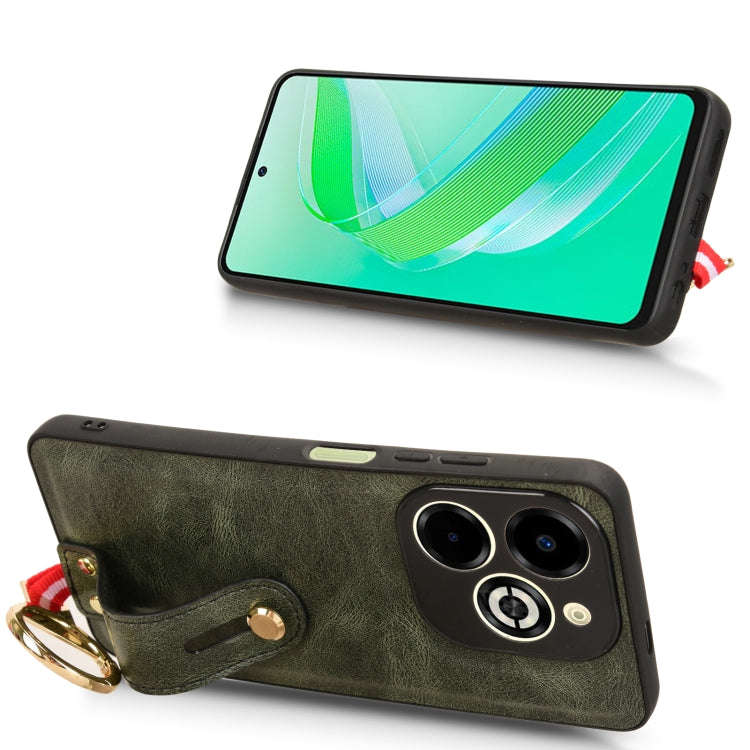 For Infinix Smart 8 Plus / Smart 8 Pro Wristband Leather Back Phone Case(Green)