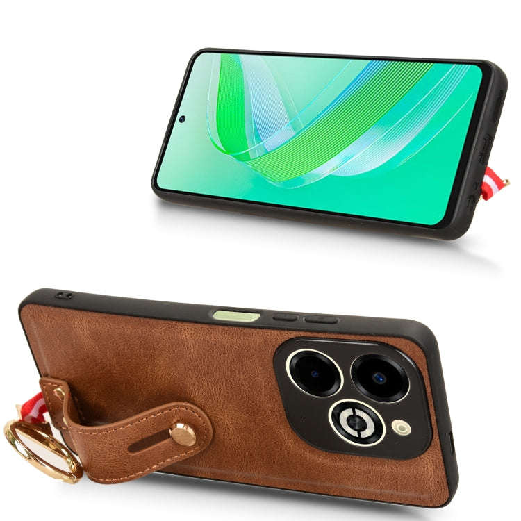 For Infinix Smart 8 Plus / Smart 8 Pro Wristband Leather Back Phone Case(Brown)