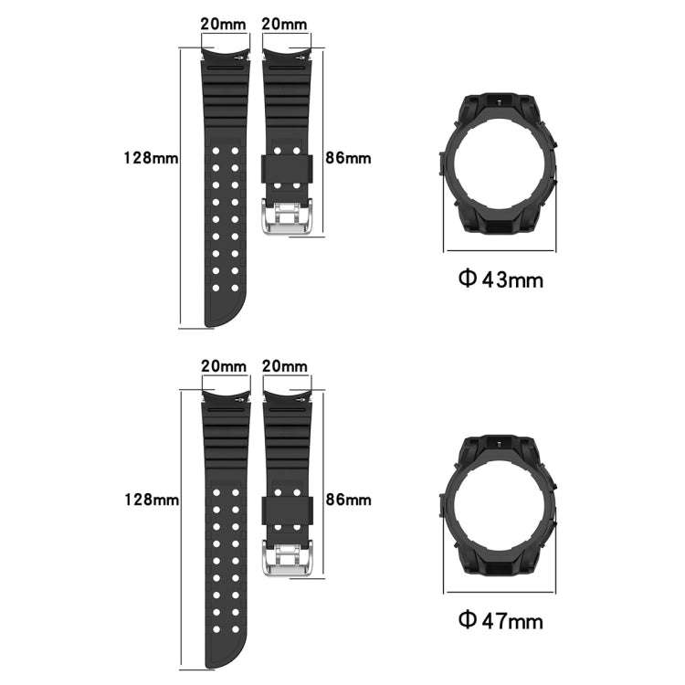 For Samsung Galaxy Watch 6 40mm Armor Silicone Watch Band + Watch Case Set(Black)