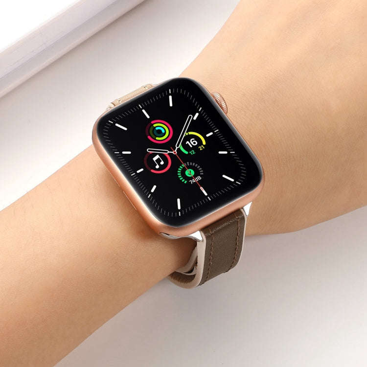 For Apple Watch 42mm Magnetic Folding Leather Silicone Watch Band(Starlight Brown)