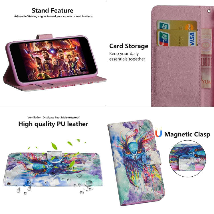 For OnePlus 8 3D Painting Pattern Horizontal Flip TPU + PU Leather Case with Holder & Card Slots ...