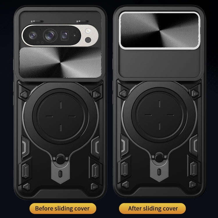 For Google Pixel 9 / 9 Pro CD Texture Sliding Camshield Magnetic Holder Phone Case(Red)