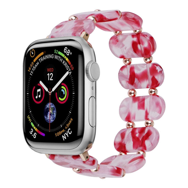 For Apple Watch Series 6 44mm Stretch Resin Watch Band(Peach Red)