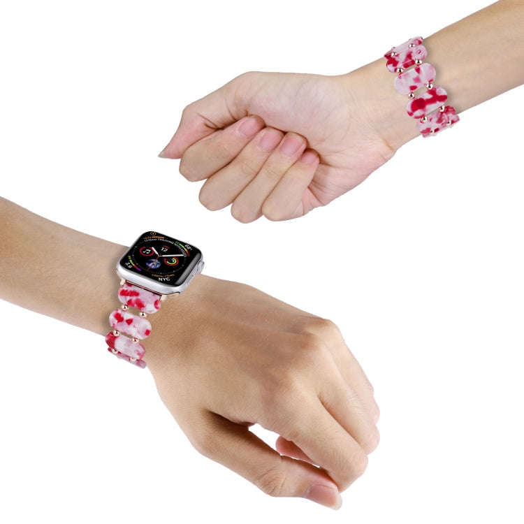 For Apple Watch Series 6 44mm Stretch Resin Watch Band(Peach Red)