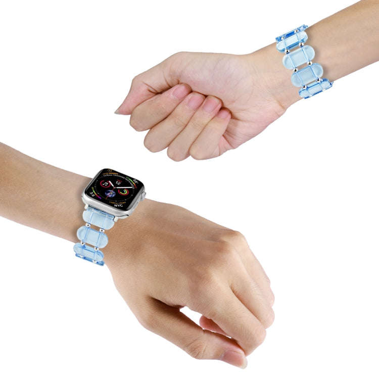 For Apple Watch Series 3 42mm Stretch Resin Watch Band(Transparent Blue)