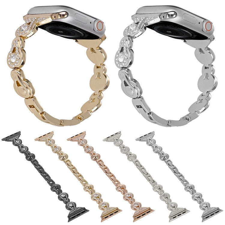 For Apple Watch Series 7 45mm Gourd Diamond Metal Watch Band(Silver)
