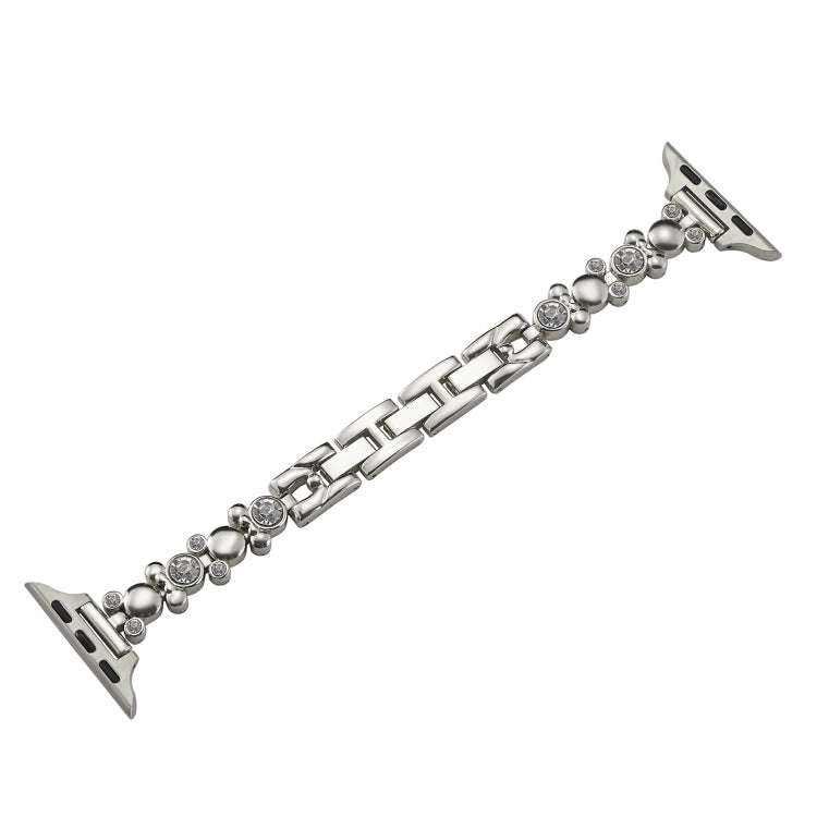 For Apple Watch Series 6 44mm Metal Diamond Bear Chain Watch Band(Starlight)