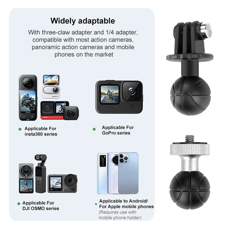 RUIGPRO Crab Clamp Action Camera Bracket 1/4 Ball Head with Phone Clamp