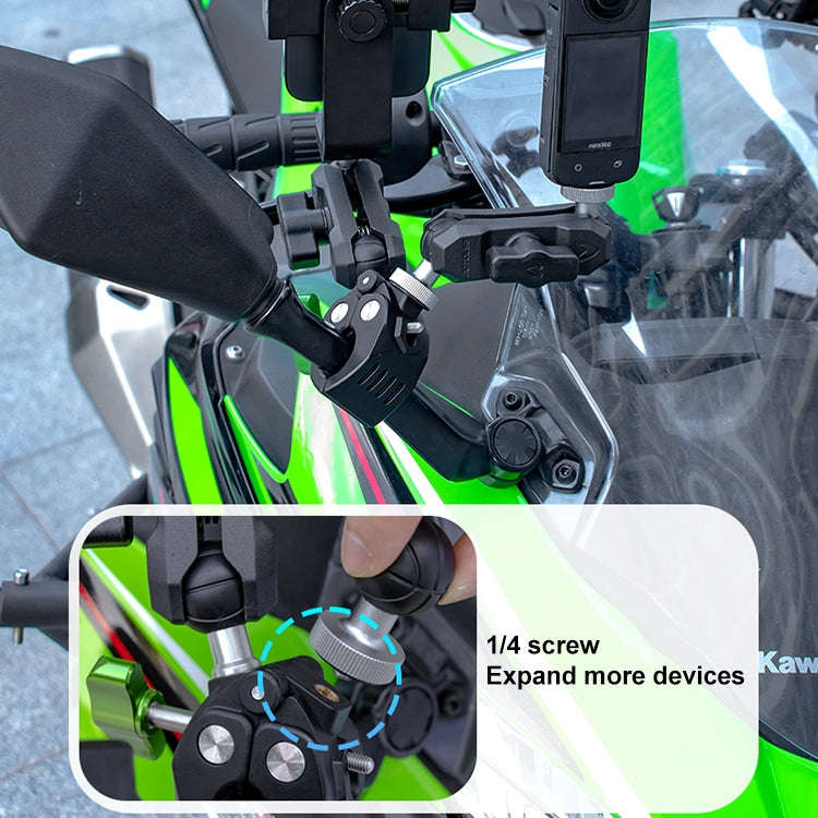 RUIGPRO Crab Clamp Action Camera Bracket 1/4 Ball Head with Phone Clamp