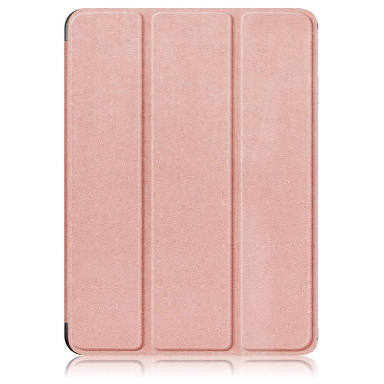 For OnePlus Pad Pro / Pad 2 Custer Solid Color 3-fold Holder Smart Leather Tablet Case(Rose Gold)