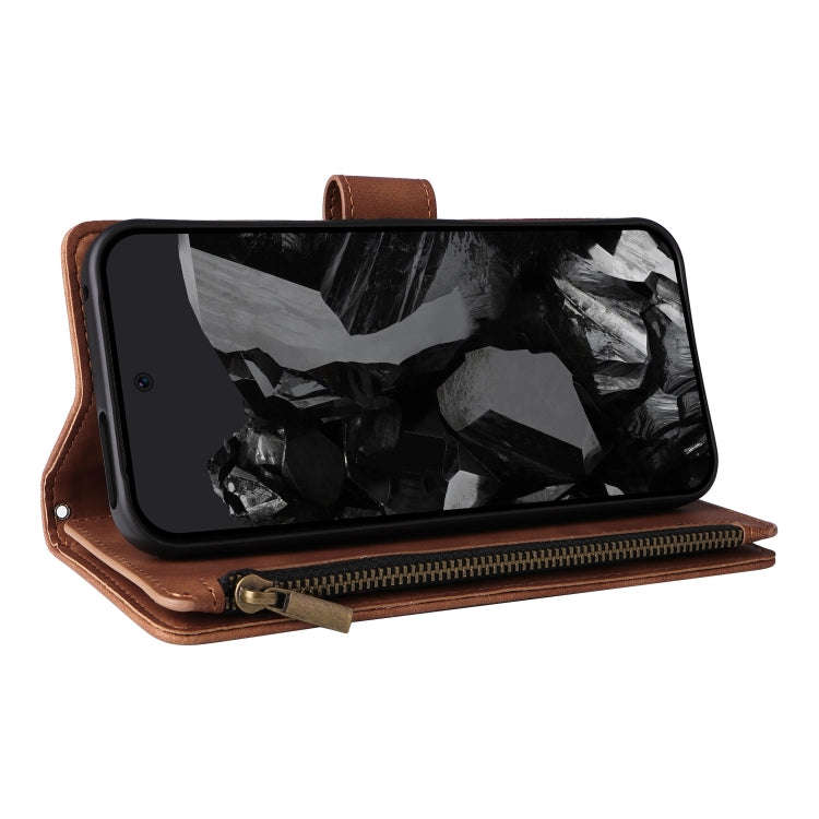 For Google Pixel 9 Pro Multifunctional Multi-Card Wallet Phone Leather Case(Brown)