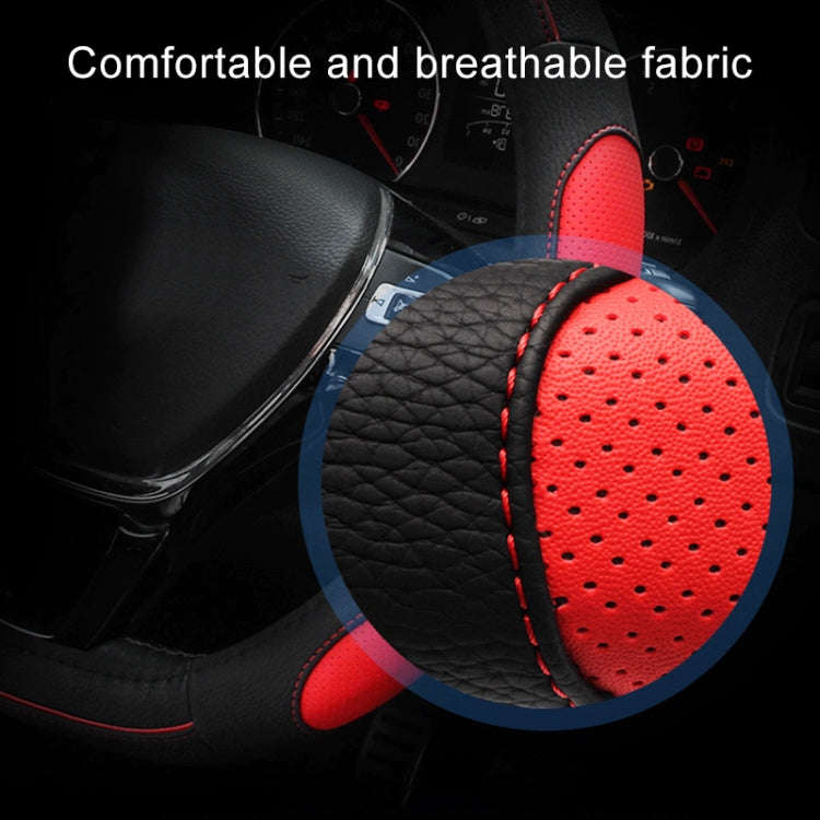 D Style Car Universal Anti-skid Steering Wheel Cover, Diameter: 38cm(Black Red Line)