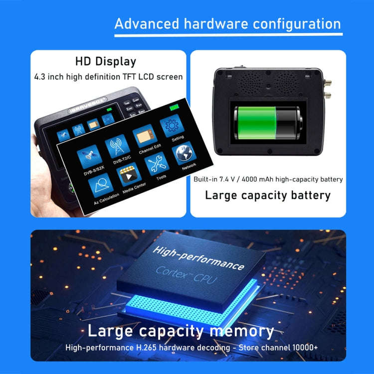iBRAVEBOX V10 Finder Pro 4.3 inch Display Digital Satellite Meter Signal Finder, Support DVB-S/S2...