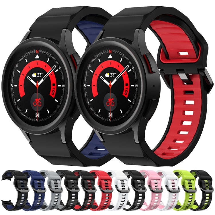 For Samsung Galaxy Watch 6 Wave Texture Two Color Silicone Watch Band(Black Green)
