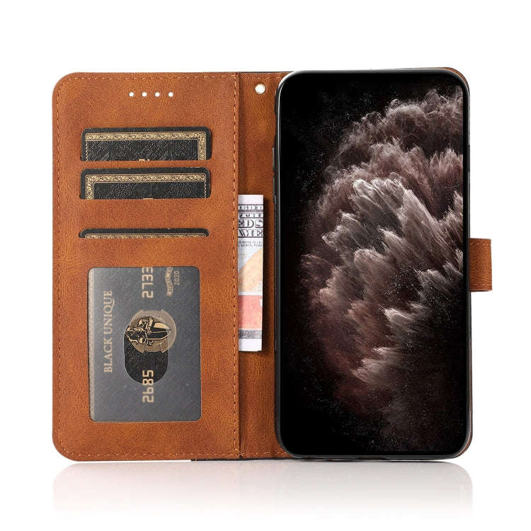 For Motorola Edge 50 5G Dual-color Stitching Leather Phone Case(Black Brown)