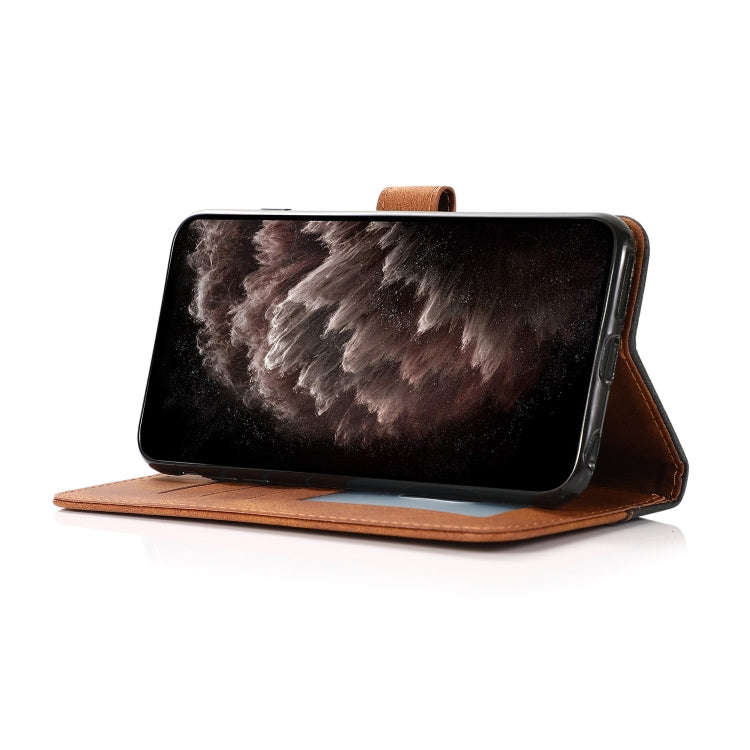 For Motorola Edge 50 5G Dual-color Stitching Leather Phone Case(Black Brown)