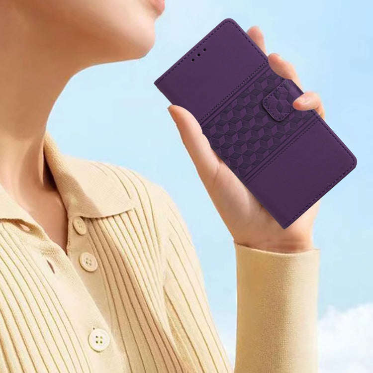 For Motorola Edge 50 5G Diamond Embossed Skin Feel Leather Phone Case(Purple)
