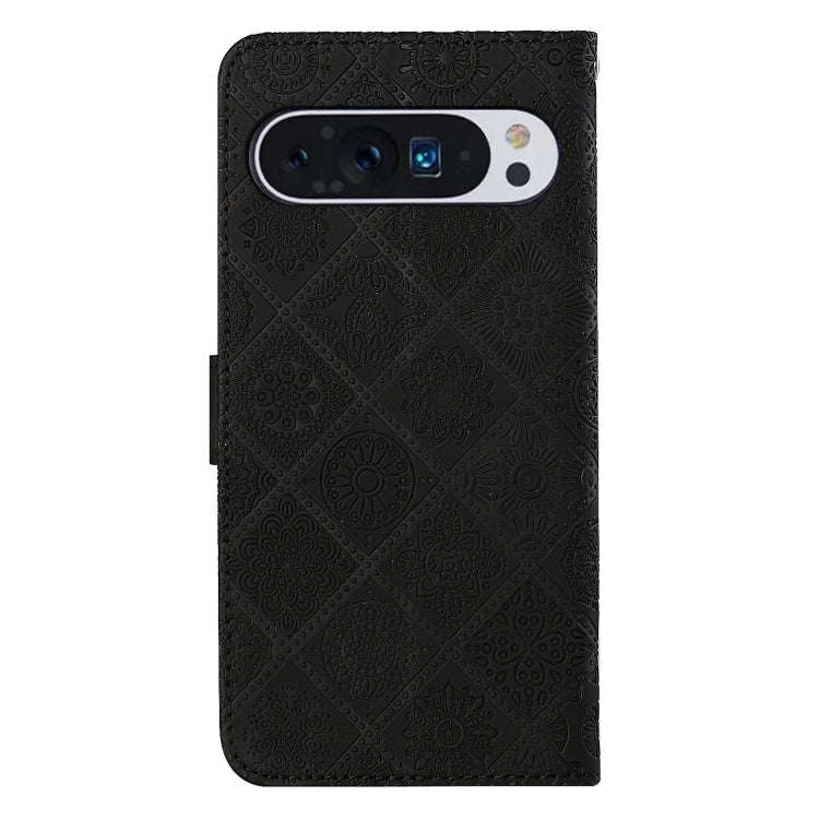 For Google Pixel 9 Pro XL Ethnic Style Embossed Pattern Leather Phone Case(Black)