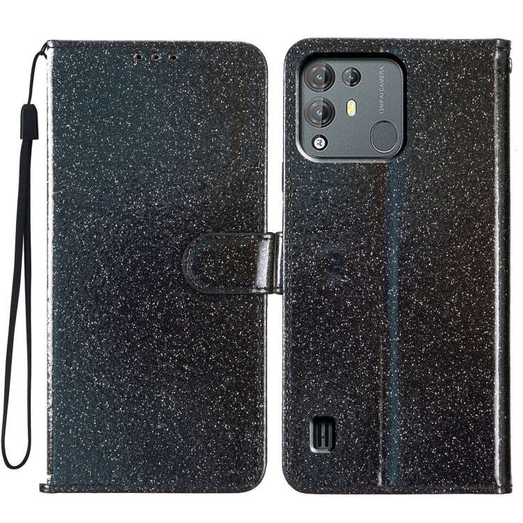 For Blackview A55 Pro Glitter Powder Flip Leather Phone Case(Black)