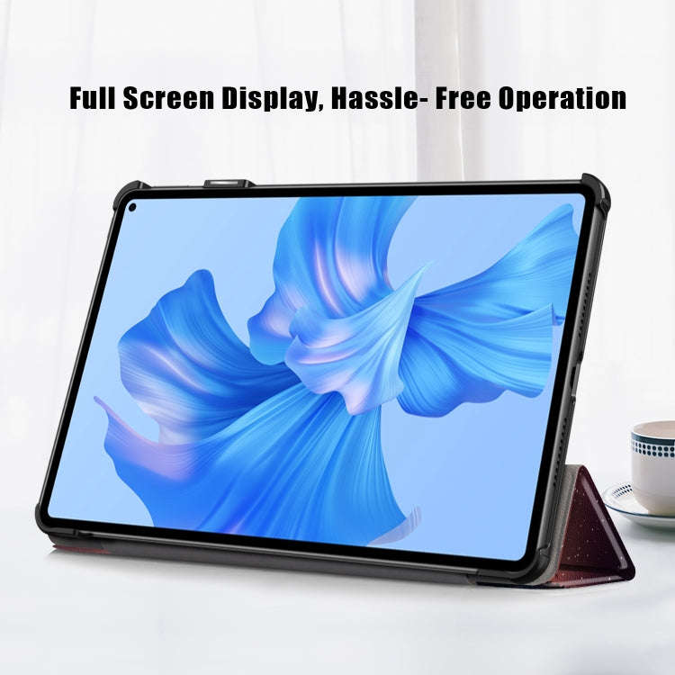 For Huawei MatePad Pro 11 2024 / 2022 Coloured Drawing 3-Fold Smart Leather Tablet Case(Sunset)