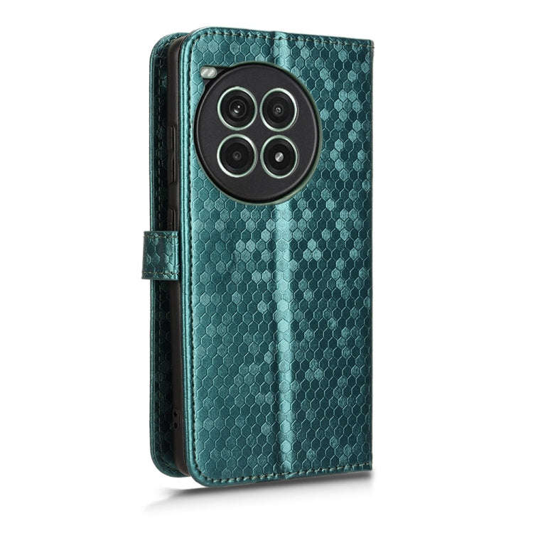 For OnePlus Ace 3 Pro Honeycomb Dot Texture Leather Phone Case(Green)