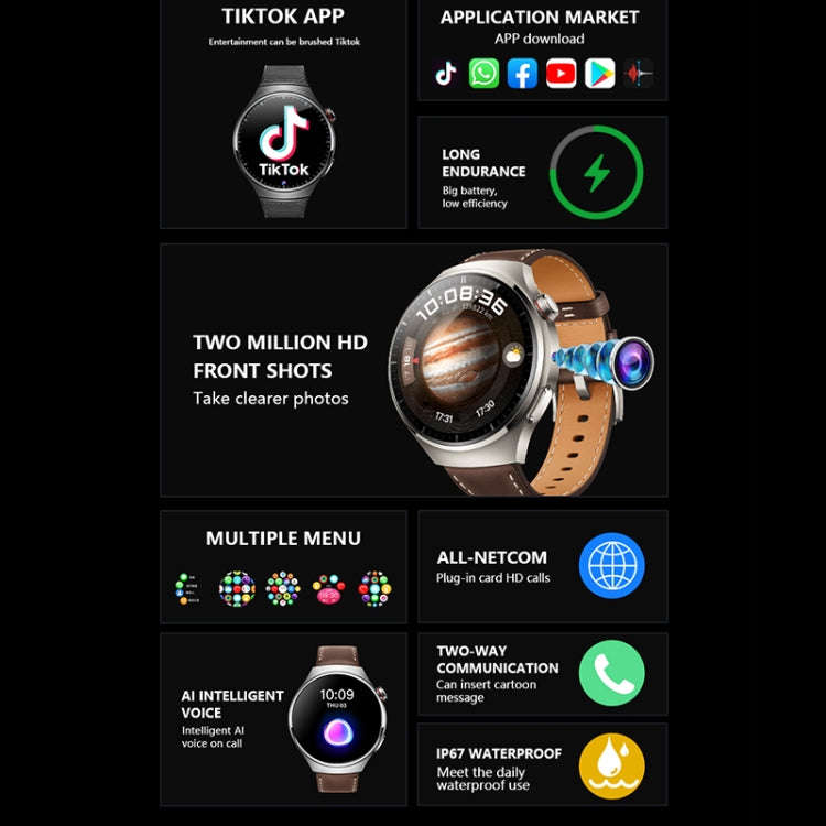 1.53 inch Front Camera Smart Watch Support AI Voice / SIM Card, Specification:2GB+32GB(Tarnish)