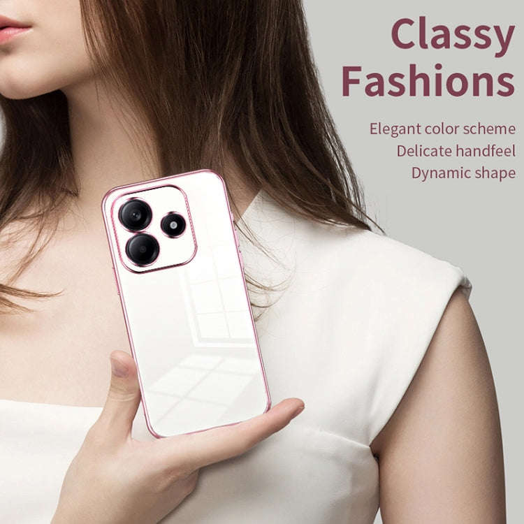 For Xiaomi Redmi Note 14 5G Transparent Plating Fine Hole Phone Case(Purple)