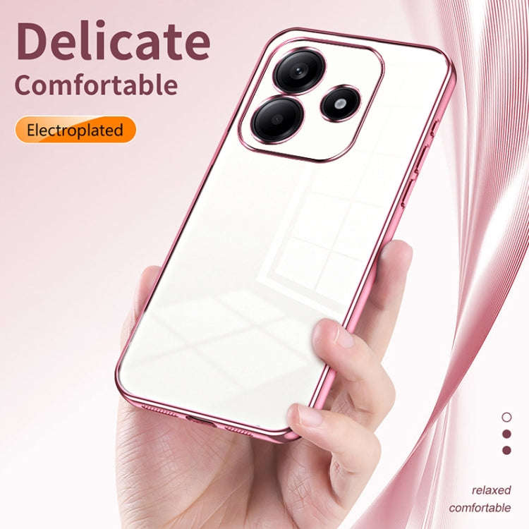 For Xiaomi Redmi Note 14 5G Transparent Plating Fine Hole Phone Case(Purple)