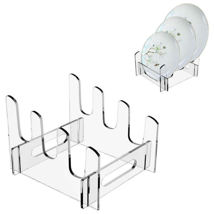 Acrylic Removable Plate Storage Rack Multi-layer Dish Drainer, Size:16.5 x 15.3 x 11.5cm