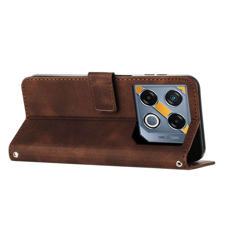 For Infinix GT 20 Pro Dream Triangle Leather Phone Case with Lanyard(Brown)
