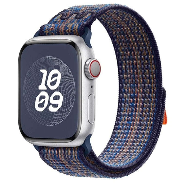For Apple Watch Series 10 42mm / 9 41mm Loop Nylon Watch Band(Royal Blue Orange)