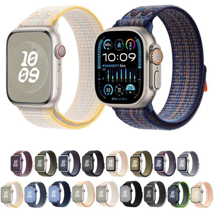 For Apple Watch Series 10 46mm / 9 45mm Loop Nylon Watch Band(Starlight Yellow Pink)