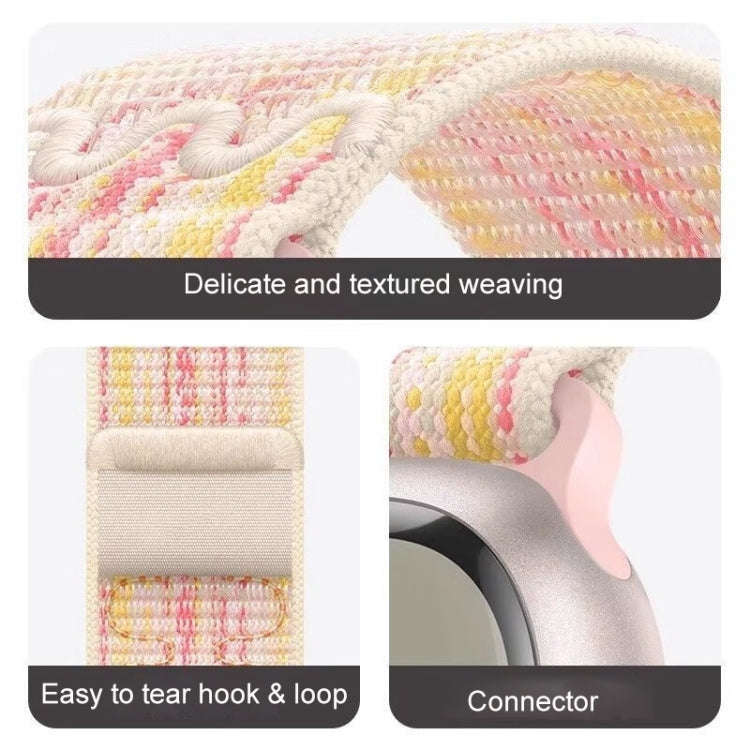 For Apple Watch Series 10 46mm / 9 45mm Loop Nylon Watch Band(Starlight Yellow Pink)