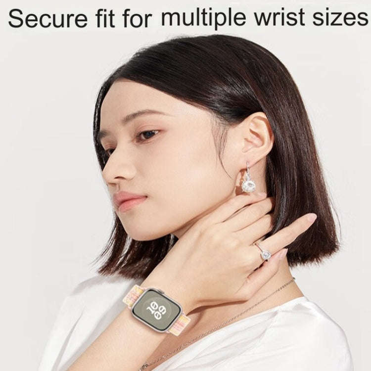 For Apple Watch Series 10 46mm / 9 45mm Loop Nylon Watch Band(Starlight Yellow Pink)