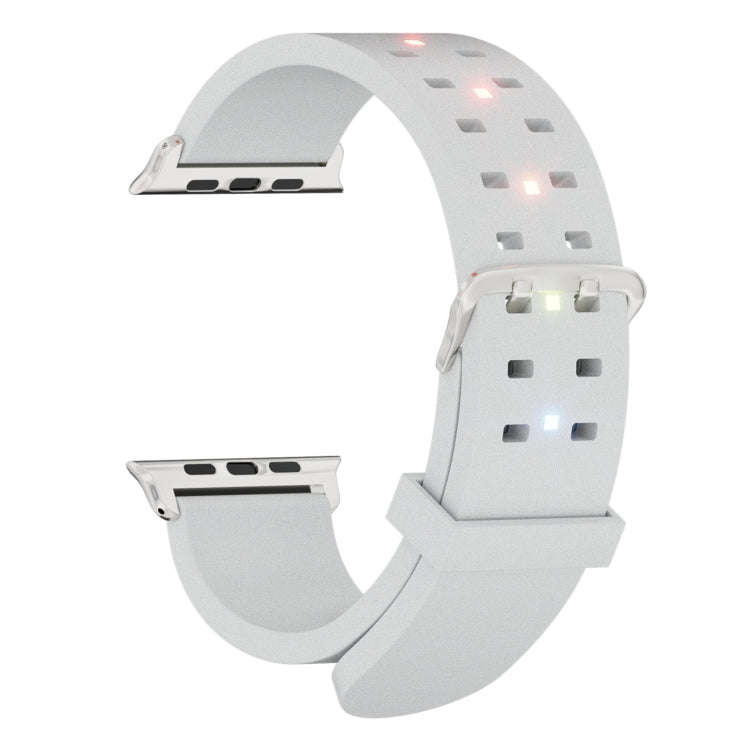 For Apple Watch Series 7 45mm Luminous Colorful Light Silicone Watch Band(Light Grey)