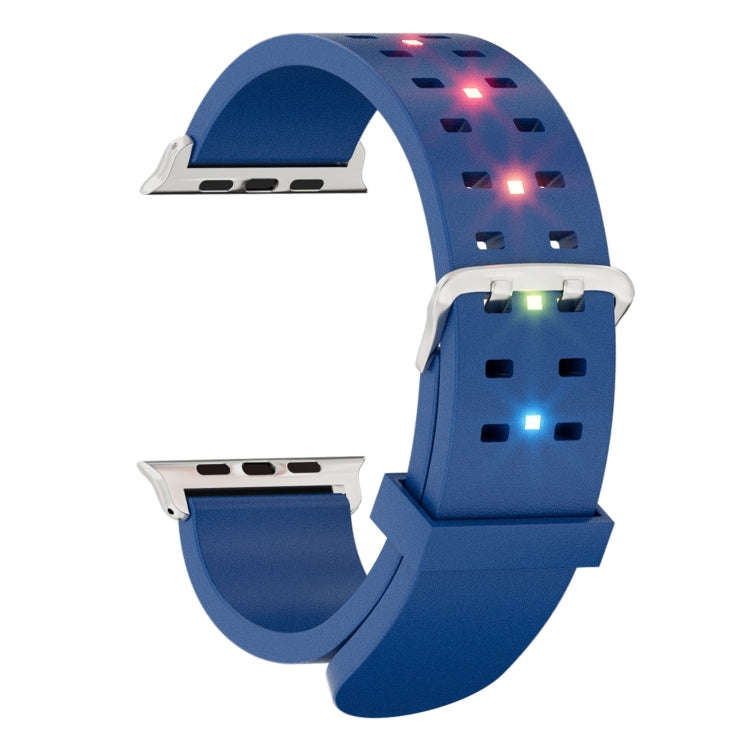 For Apple Watch 38mm Luminous Colorful Light Silicone Watch Band(Blue)