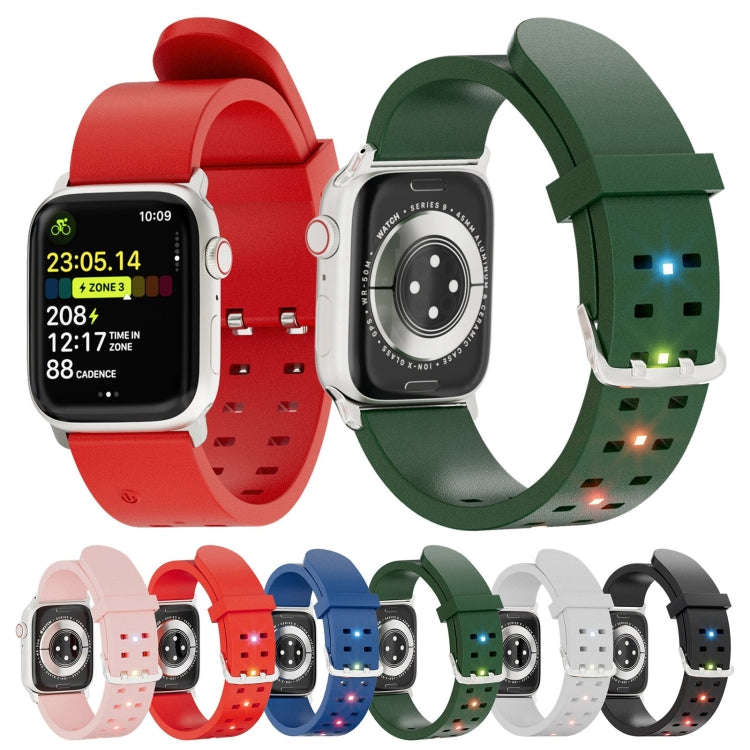 For Apple Watch Series 7 41mm Luminous Colorful Light Silicone Watch Band(Light Grey)
