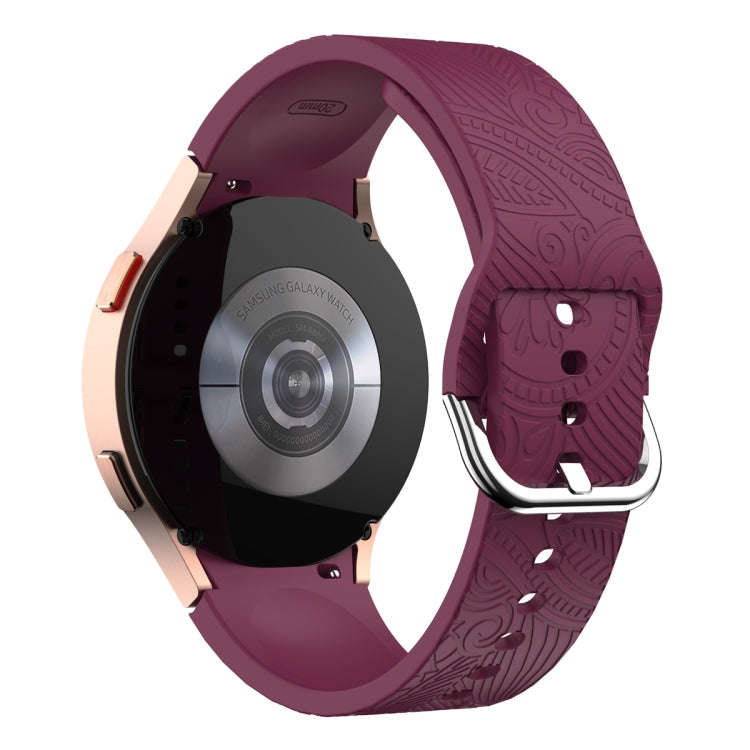 For Samsung Galaxy Watch 6 Sunflower Embossed Silicone Watch Band(Wine Red)