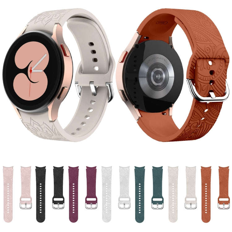 For Samsung Galaxy Watch 6 Sunflower Embossed Silicone Watch Band(Brown)