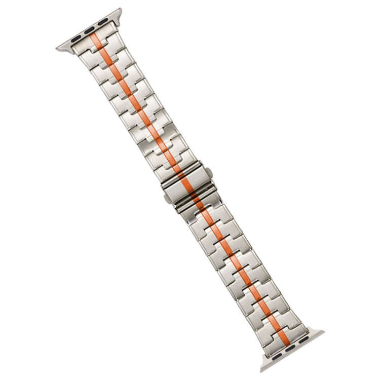 For Apple Watch 42mm Stainless Steel Watch Band(Starlight Orange)