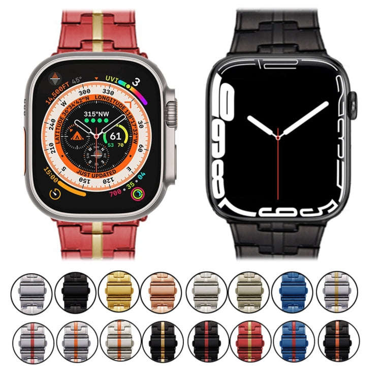 For Apple Watch Series 3 42mm Stainless Steel Watch Band(Silver Red)
