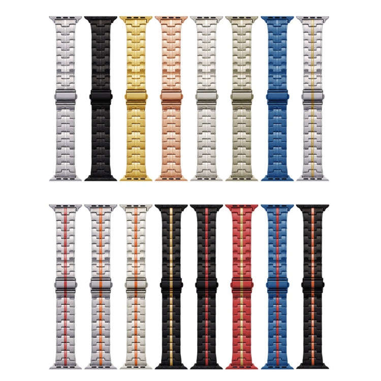 For Apple Watch Series 7 41mm Stainless Steel Watch Band(Silver Orange)