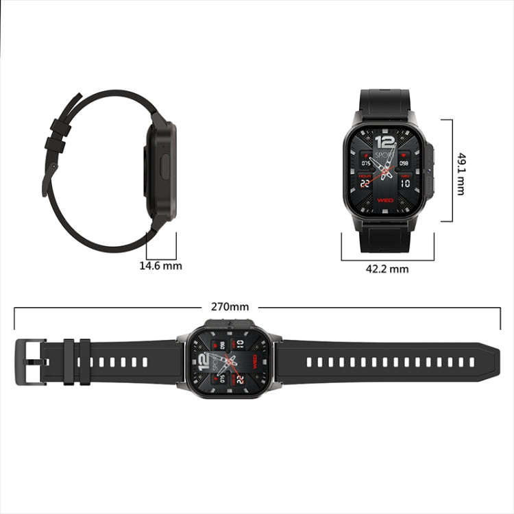 DM62 2.13 inch AMOLED Square Screen Smart Watch Android 8.1, Specification:2GB+16GB(Black)