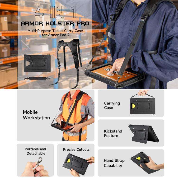 For Ulefone Armor Pad 2 Ulefone 4 in 1 Multi-purpose Tablet Carry Case(Black)