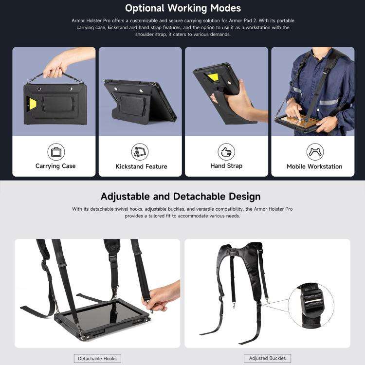 For Ulefone Armor Pad 2 Ulefone 4 in 1 Multi-purpose Tablet Carry Case(Black)